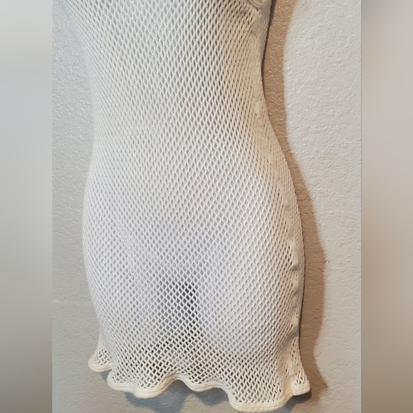 💚5/$25 Pendeed White Mesh Open Weave Cotton Knit Tank Top Mini Dress Dancewear - Picture 4 of 8